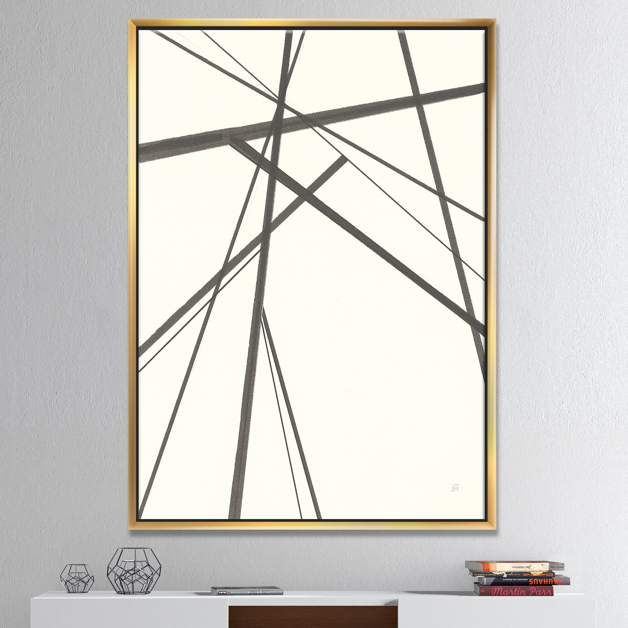 Designart ' minimalist black and white III ' Transitional Framed Canvas