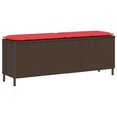 thumbnail image 1 of vidaXL Garden Bench with Cushion Brown 110x30x40.5 cm Poly Rattan, 1 of 5