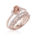 thumbnail image 3 of Dazzling Minimalist 2.50 Carat Oval Cut Morganite And Diamond Moissanite Engagement Ring, Wedding Ring, Two Matching Band in 10k Solid Rose Gold, Gift For Her, Promise Ring, Anniversary Gift, 3 of 3