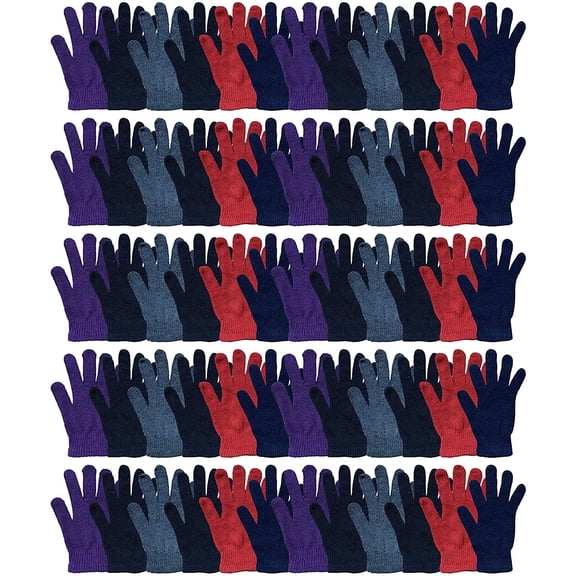 Yacht & Smith 60 Pairs Winter Gloves, Assorted Solid Colors, Warm Acrylic Womens Gloves