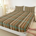 thumbnail image 3 of Feelyou Retro Brown Plaid Twin Sheet Sets, Stripes Lines Buffalo Bedding, 3 Pieces, 3 of 7