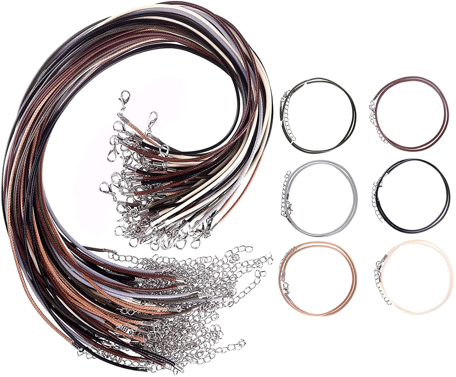24 Pcs Waxed Necklace Cord,JOJOIN 6 Assorted Colors Necklace Rope, Leather Necklace Cord with