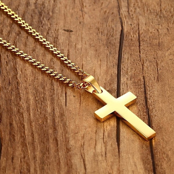 Collar Con Colgante De Cruz De Oro De 14 Quilates, Cierre Sólido Para Hombres, Mujeres, Niños, Adolescentes. Chapado Fino Para Dijes Miami Cuban Link Diamond Cut Joyería De Moda, Acero Inoxidable