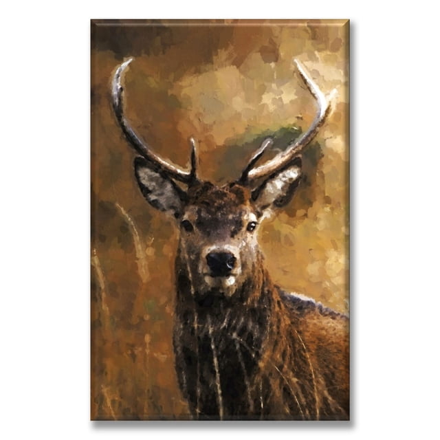 Cuadro Canva Listo Para Colgar Tipo Galería Venado En Óleo 60X90 cm Pixtreats