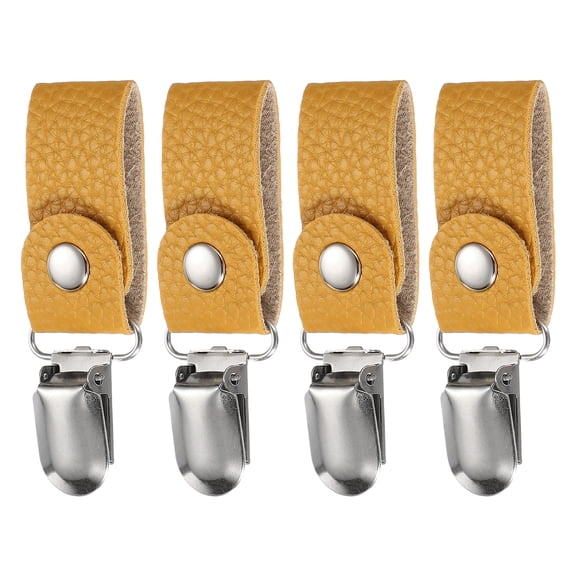 4 Pcs Towel Ring Holder with Clip, Kitchen Bathroom Dish Towels Holder Leather Wall Hook Oven Door Hanger for Home, Orange