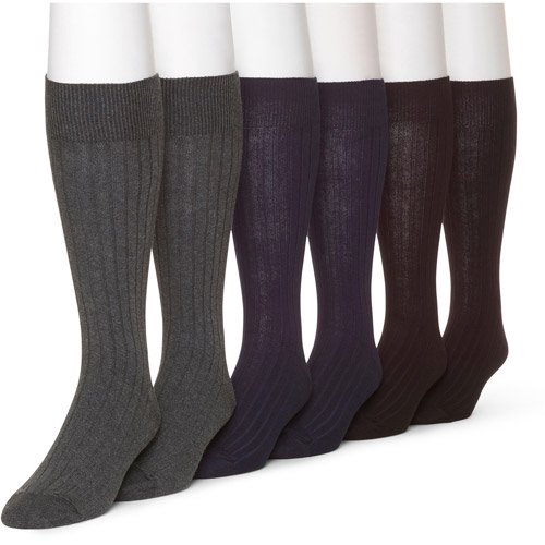 Men's Cotton Rib Crew Socks, 6 Pairs