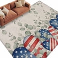 thumbnail image 2 of Independence Day Washable Area Rug 5 x 7 ft Retro Red Blue Star Stripe Love Heart Eucalyptus Leaf, Soft Non Slip Rugs Stain Repellent Indoor Felt Carpet for Living Dining Room Bedroom Home Office, 2 of 9