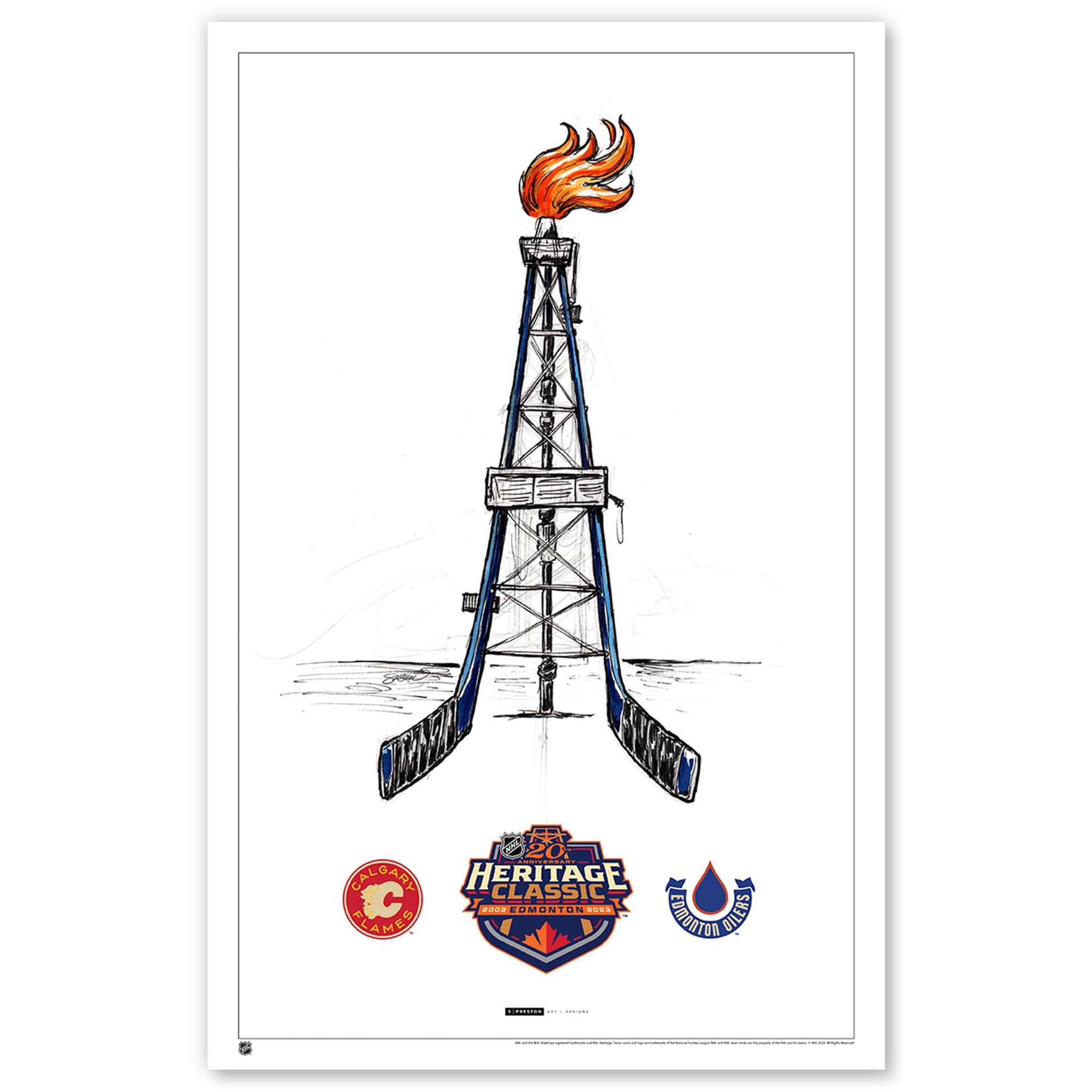 Edmonton Oilers vs. Calgary Flames 2023 NHL Heritage Classic 11" x 17" Sketch Limited Edition Poster Print