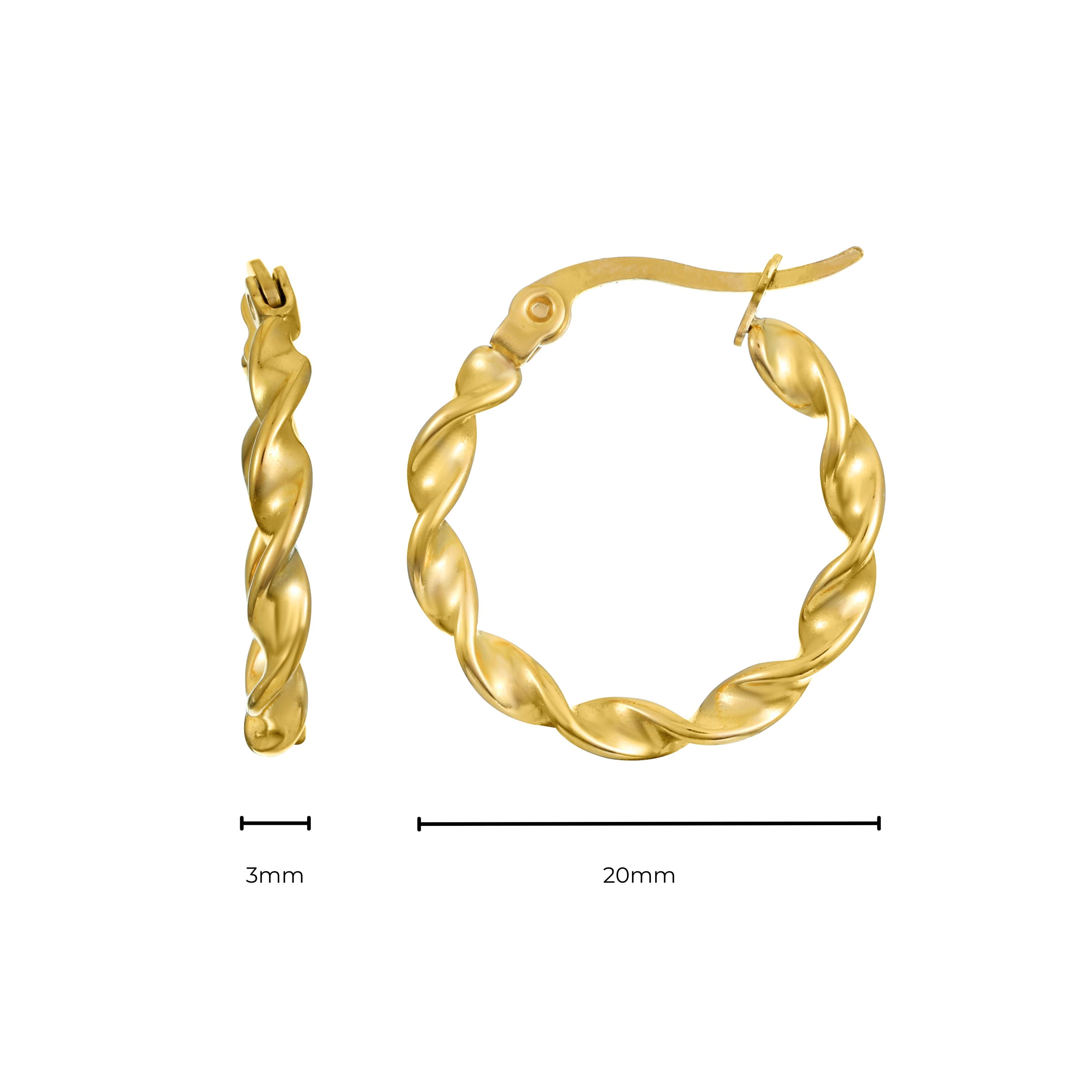 Sensitive Skin Stainless Steel Gold Plated Twisted Hoop Earrings for Women