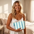 thumbnail image 7 of AuroraX Corduroy Striped Cosmetic Bag Travel Toiletry Bag Pouch Portable Lightweight Compact Zippered Corduroy Seashell Makeup Pouch Blue, 7 of 7