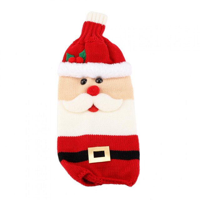 Funda navideña para botella de vino Jadeshay tejida decoración navideña para mesa y fiesta estilo Papá Noel