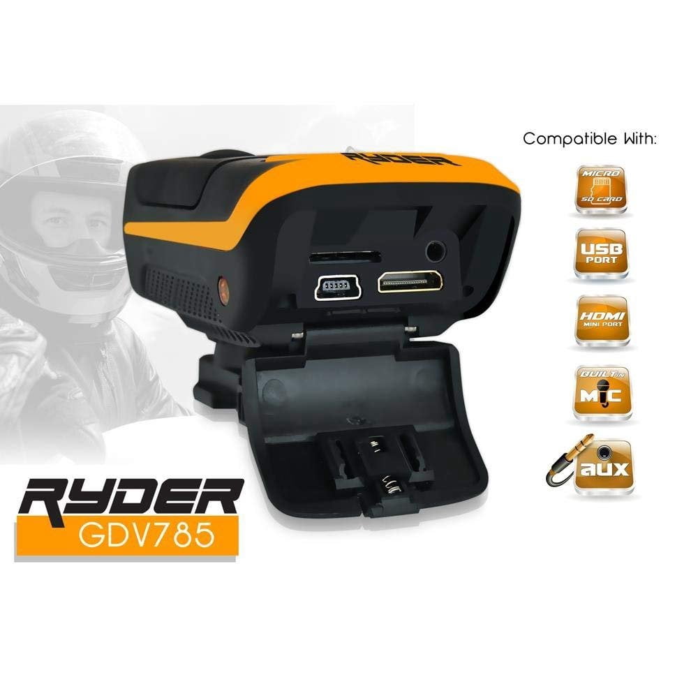 Sound Around GDV785OR HD Video Recording Gear Pro Ryder, 1080p, 16 MP, Action Video Cameras with Waterproof Case, White