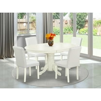 East West Furniture Avon 5-piece Wood Dining Set with Leather Seat in White