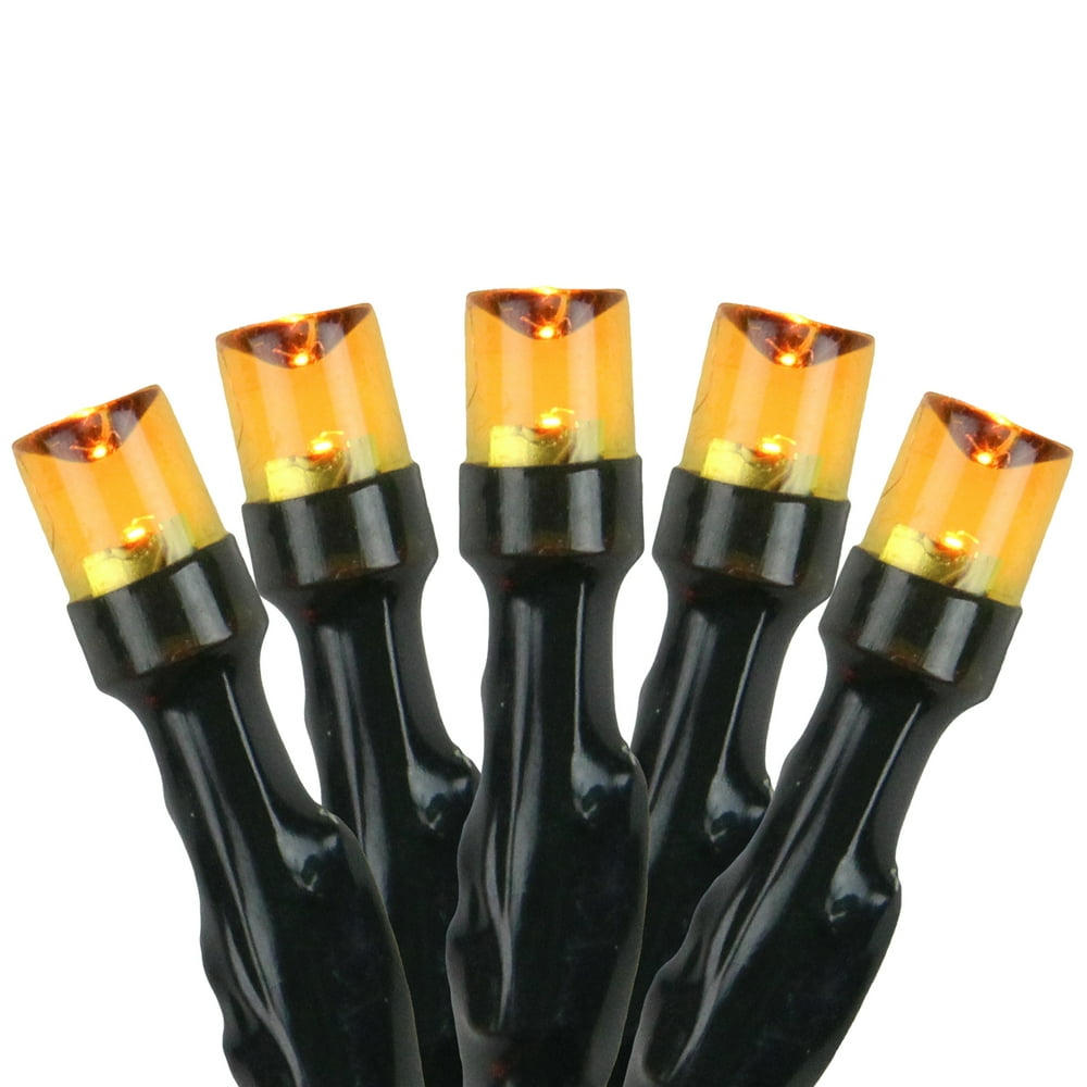 Northlight 20ct Wide Angle LED Battery Operated String Lights Amber 6.25' Green Wire Walmart