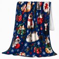 thumbnail image 2 of Festive Cats Winter Scarves Santa Hats Bring Cheerful, Playful Pet Portrait Pattern, Warm Flannel Blanket for Living Room and Bedroom, Cat Lovers Christmas Gift, Pet Lover Home Decor, 2 of 9