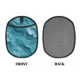 thumbnail image 3 of Multi-Functional Oven Silicone Pot Pad 7.5×9.4in Anti-Slip Heat-Insulating Pad Baking Gloves Heat-Resistant Cotton Layer 2pcs Teal Marble_3, 3 of 7