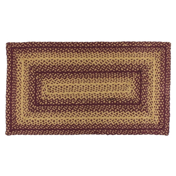 Vintage Star Braided Jute Rugs Oval Rectangle Primitive Wine Tan 20x30 to 8x10