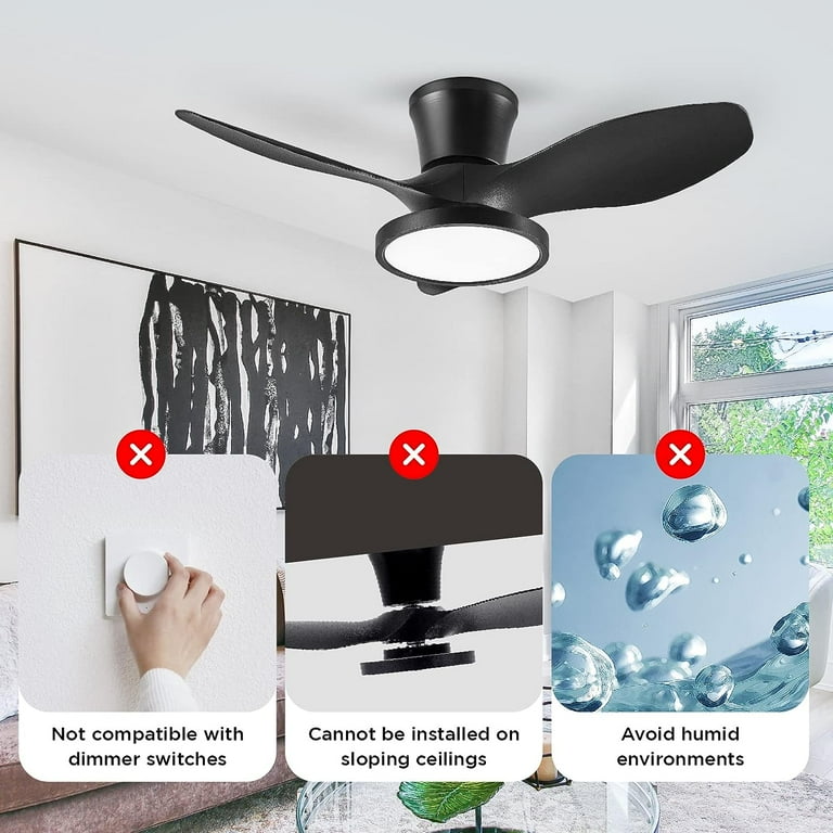 OCIOC 32 inch Quiet Ceiling Fans with Lights and Remote Control