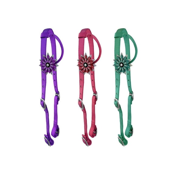 Showman Nylon Single Ear Headstall w/ 3D Flower Accent