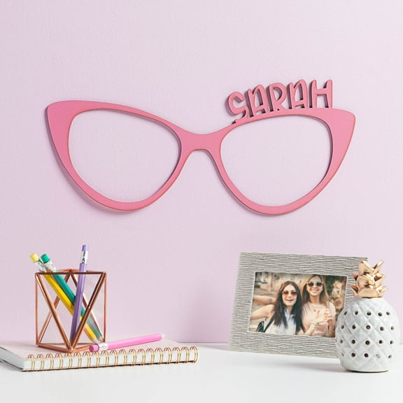 Personalized Pink Glasses Wood Plaque