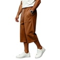 thumbnail image 2 of Men's Capri Pant Baggy Below Knee Summer Casual Wide Leg Loose Drawstring 3/4 Pant with Big Pockets, 2 of 5