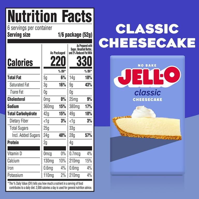 Jell-O No Bake Classic Cheesecake Dessert Kit with Filling Mix and