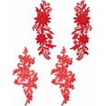 thumbnail image 1 of Parche de encaje bordado con flores de 2 estilos, parche floral de poliéster rojo para planchar, parches de reparación, costura, manualidades, decoración, apliques, 1 of 6
