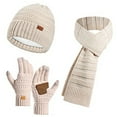thumbnail image 6 of ZHOGXU Winter Beanie Hat Scarf Gloves Set For Women And Men Thick Caps Long Scarf Touchscreen Gloves Knitted Warm Comfortable Outfits 3 Pack For Daily Wear Beige One Size, 6 of 8