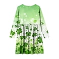thumbnail image 5 of Atogsazn Kids Girls St. Patrick's Day Dress Childrens Casual Long Sleeve Ruffle Dresses A Lined Dress Outfit Beige 9-10 Years Fashion, 5 of 6