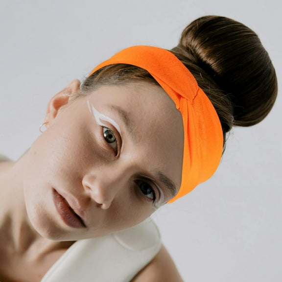 Raindrops Vintage Elastic Headband Turban Hair Wrap for Women, Orange Color, 1 Piece