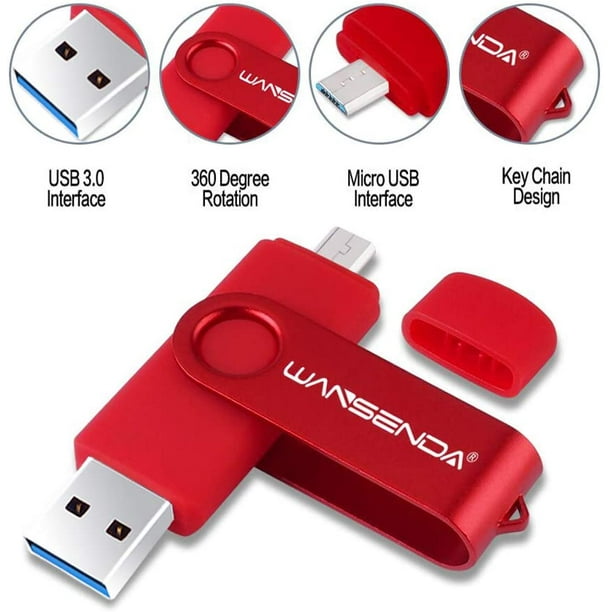 Clé USB OTG Wansenda 2 en 1 clé USB Micro Port et clé USB 2.0 avec