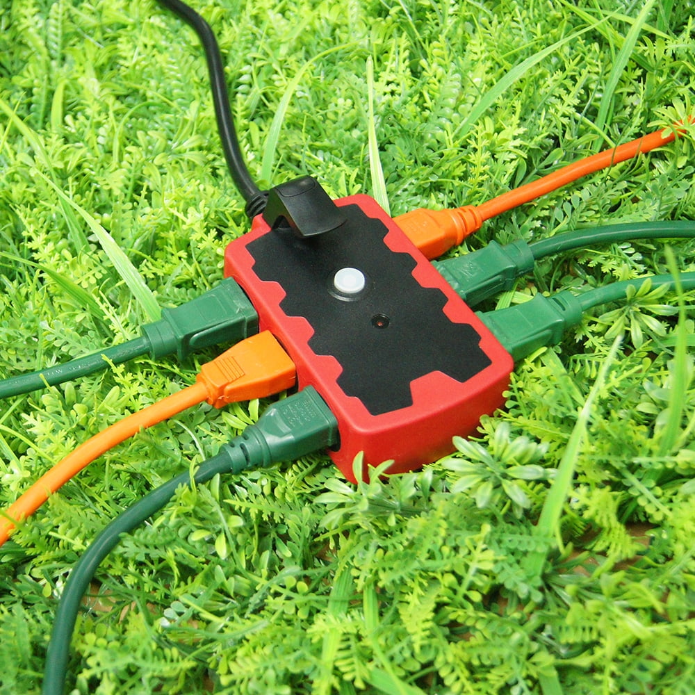 Hyper Tough Outdoor 6-Outlet 6ft Extension Cord Hub, Red/Black