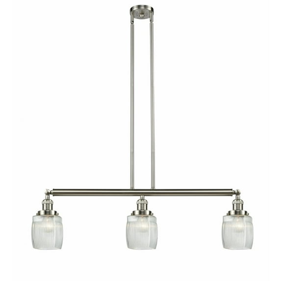 Innovations 213-SN-G302-LED Colton 3 Light Island Light part of the Franklin Restoration Collection, Brushed Satin Nickel