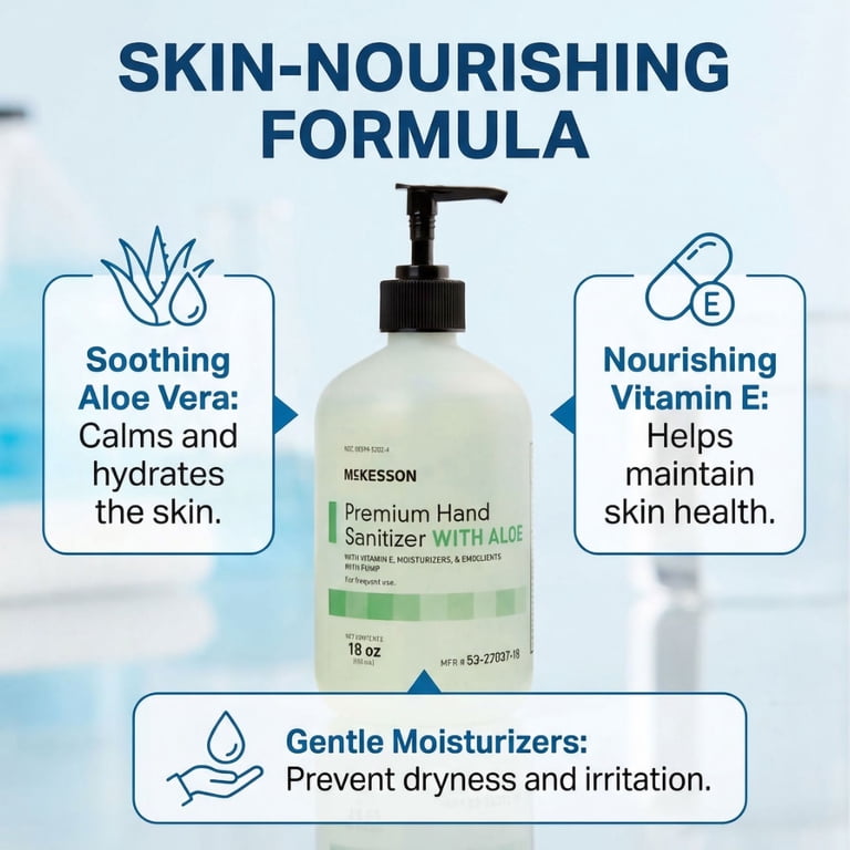 McKesson, Hand Sanitizer Gel, Aloe, Spring Water Scent, 18 oz