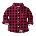 thumbnail image 3 of Hvobtty Toddler Shirts, Toddler Fall Tops, Toddler Kids Kids Boys Girl Fashion Lattice Pocket Print Long Sleeves Casual School Uniform Top Shirt Red 2-3 Years, 3 of 5