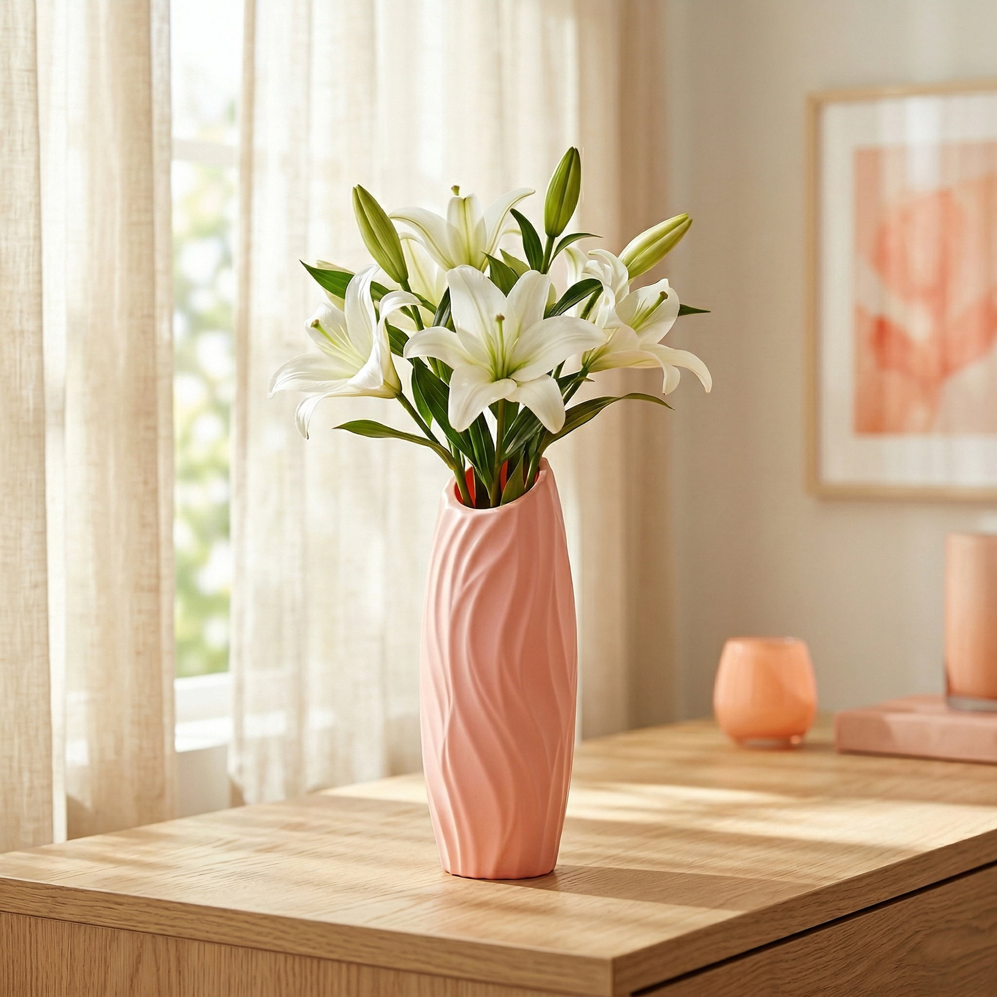 Unique Bargains Bud Vase for Single Stem Roses Plastic Vase Pink 2.8"L x 2.8"W x 7.9"H