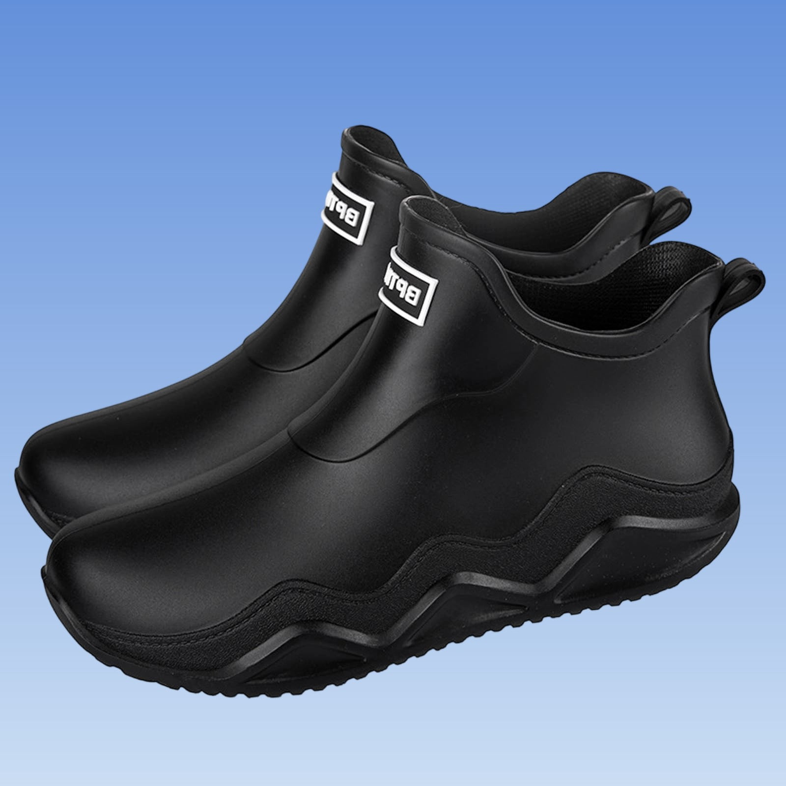 Black Womens Rain Boots Water Shoes Low Top Rubber Sole Casual Outdoor Indoor Non Slip Comfortable Shoes With Letter Design For Everyday Wear Size 40