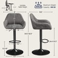 thumbnail image 3 of Taburetes de bar Yaheetech, juego de 2 unidades, giratorios, piel sintética, color gris, 3 of 9