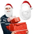 thumbnail image 2 of Red Christmas Santa Hat with Attached Beard, Perfect for Christmas Day Dress-Up, COS Play, Holiday Parties, Home Decor & Christmas Gifts to Enhance Festive Atmosphere, 2 of 6