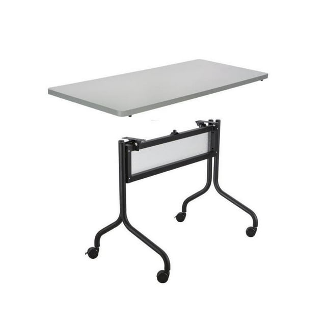 Safco Impromptu 48W Rectangle Mobile Training Table in Black with Gray Top