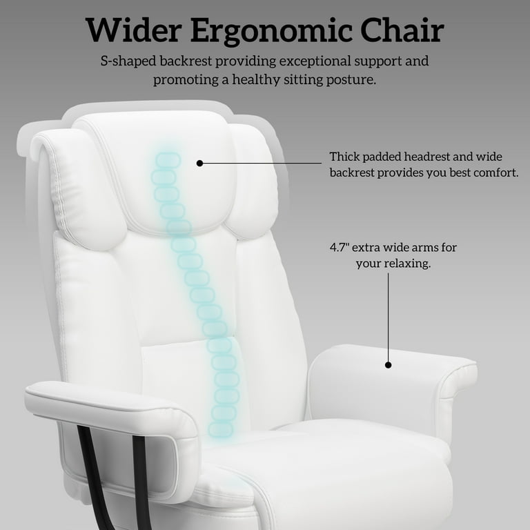 HomeZeer Reclining Office Chair, 400lbs, High Back Leather