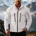 thumbnail image 5 of Sevevn Men Rain Jacket Attached Hood Regular Fit Waterproof Shell Fabric Full Zip Dual Chest Zip Pockets Arm Zip Pocket Cuffs Drawstring Hem For Hiking Wear, 5 of 9