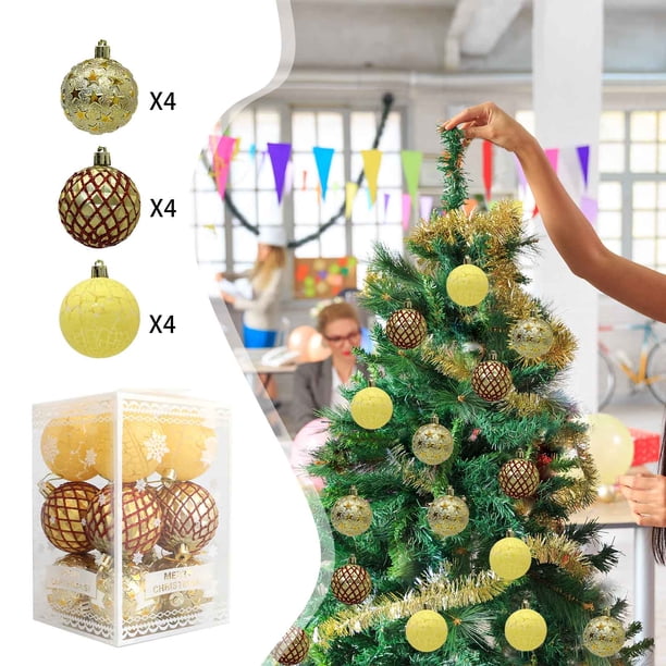 Adornos navideños para el árbol | Bolas colgantes pintadas para árbol, guirnalda y corona | Bolas decorativas de plástico para el hogar, la oficina y decoración festiva de interiores