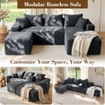 thumbnail image 3 of Garaneeds 95" U-Shaped Modular Sectional Sofa, Boneless Couch for Living Room, Extra Deep Seats with Right-Facing Chaise & Ottoman, Corduroy Fabric, No Assembly Required, Grey, 3 of 8