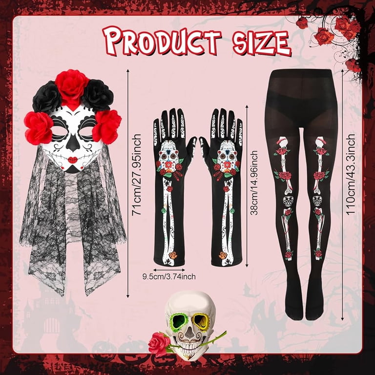 Collants Squelette Jour Des Morts Pour Femme – Taille Unique – Accessoire Déguisement Dia De Muertos