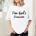 thumbnail image 4 of Ankishi Christian Tshirts Women I'm God's Favorite Short Sleeve Crewneck Religious Graphic Tee for Travel, 4 of 6