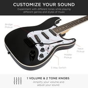 Best Choice Products 39in Full Size Beginner Electric Guitar Kit with Case, Strap, Amp, Whammy Bar - Jet Black