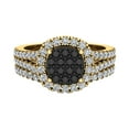 thumbnail image 3 of Black Diamond Wedding Ring Set for Women Cluster Diamond Halo Rings 14K Gold 0.95 CT TW, 3 of 4