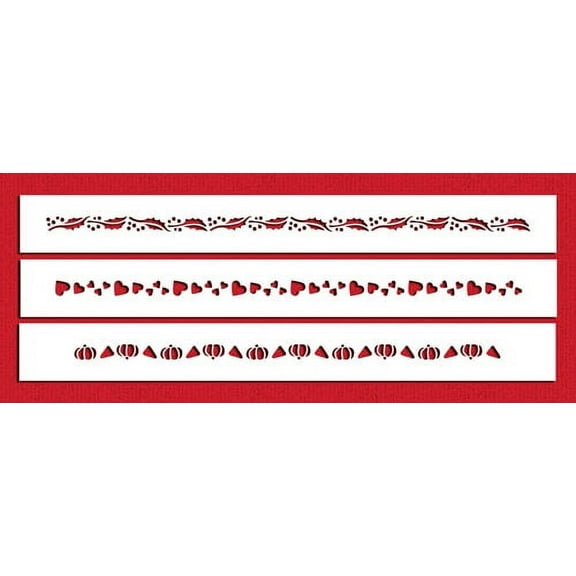 Designer Stencils C231 Seasonal Ribbons Cake Stencils, Beige/semi-transparent