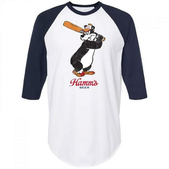Hamm's Beer Batter Up 3/4th Baseball Raglan Sleeves T-Shirt-2XLarge